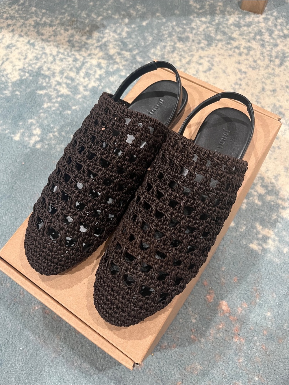 Jenni Kayne Brown Crocheted Slingback Mules - Worn Once - Like New